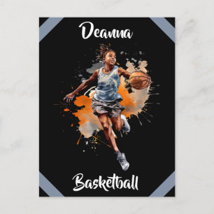 Cartão Postal Girls Basball Watercolor Personalizada