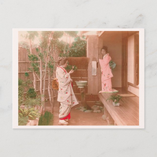 Cartão Postal "Girls' Feelings" 乙女心　日本　着物　女性　ヴィンテージ 写真　和風 (Frente)