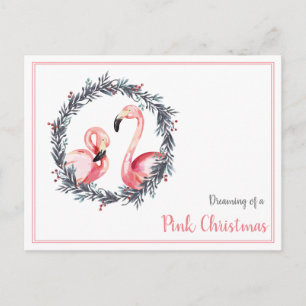 Cartão Postal Girly Flamingo sonhando com um Natal rosa