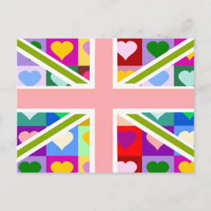 Cartão Postal Girly Hearts Union Jack
