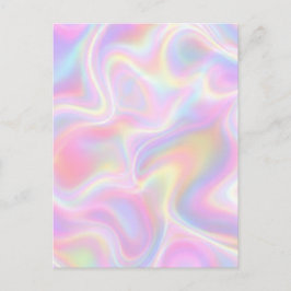 Cartão Postal Girly Vibrant Pastel Holographic Swirl Design     