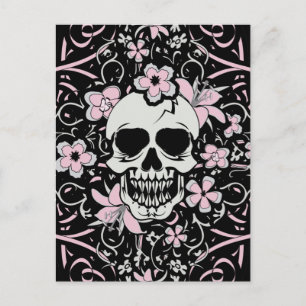 Cartão Postal Girly Vintage Skull