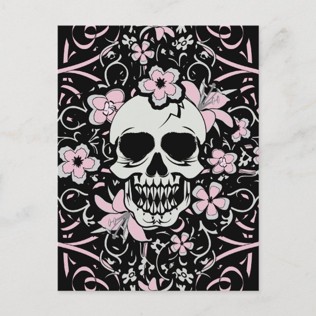 Cartão Postal Girly Vintage Skull (Frente)