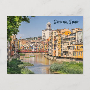 Cartão Postal Girona, Espanha Casas Medievais no Rio