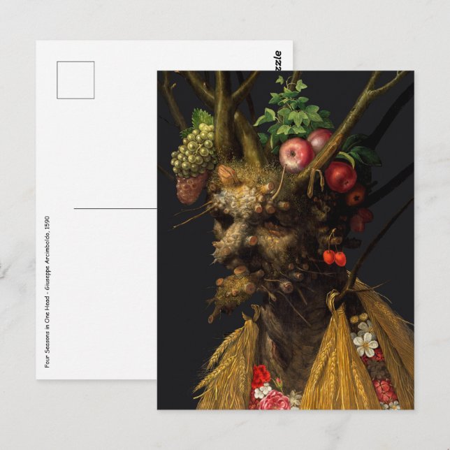 Cartão Postal Giuseppe Arcimboldo - Quatro Estações em uma Cabeç (Frente/Verso)
