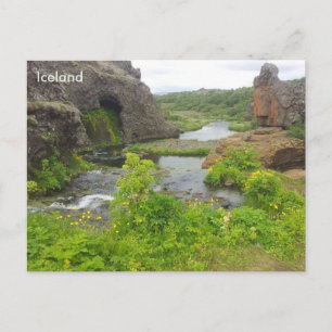 Cartão Postal Gjáin no vale do Þórsárdalur, Islândia