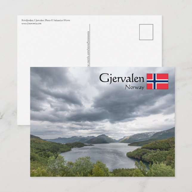 Cartão Postal Gjervalen Noruega (Frente/Verso)