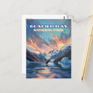 Cartão Postal Glacier Bay National Park Alaska Whale Vintage