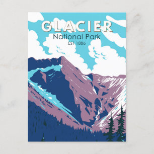 Cartão Postal Glacier National Park Canada Viagem Art Vintage