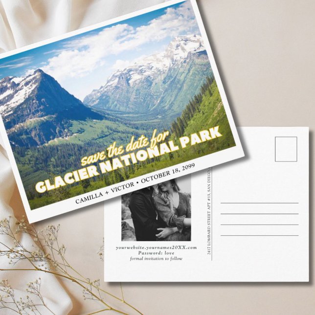 Cartão Postal Glacier National Park Casamento Salve a Data (Glacier National Park Wedding Save the Date Postcard)