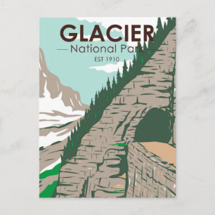 Cartão Postal Glacier National Park Estrada Indo ao Sol Retro