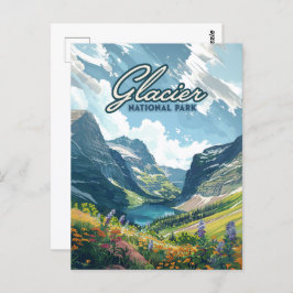 Cartão Postal Glacier National Park Montana Lake Retro