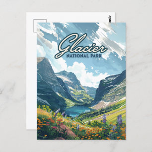 Cartão Postal Glacier National Park Montana Lake Retro