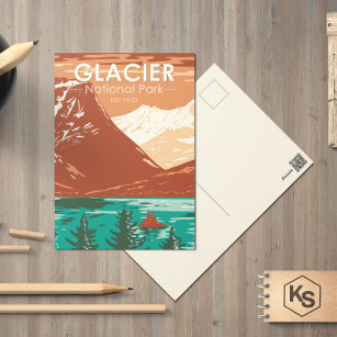 Cartão Postal Glacier National Park Montana Vintage
