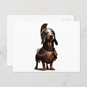 Cartão Postal Gladiator Dachshund - posta de arte