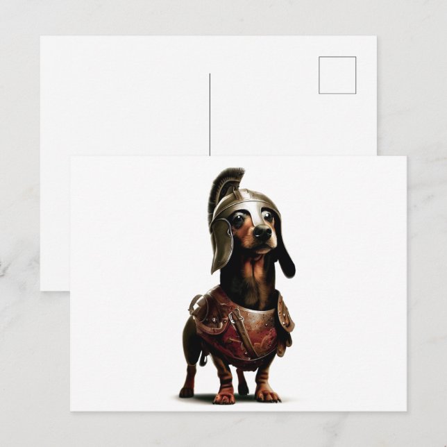 Cartão Postal Gladiator Dachshund - posta de arte (Frente/Verso)