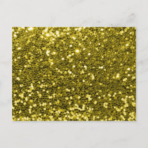 Cartão Postal Glam Faux Dourado Glitter Sparkle Impressão