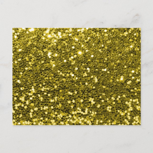 Cartão Postal Glam Faux Dourado Glitter Sparkle Impressão (Frente)