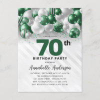 Glam Green Silver Balloon Glitter 70 Birthday