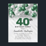 Cartão Postal Glam Green Silver Balloon Glitter aniversário de 4<br><div class="desc">Glam Moderno Emerald Green Silver Balão Glitter Desperta Qualquer Convite De Aniversário De Idade</div>