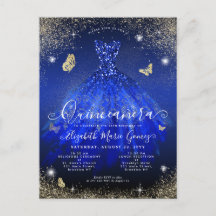 Glam Royal Blue Glitter Gown Quinceanera