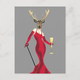 Cartão Postal Glamor Deer em Vermelho
