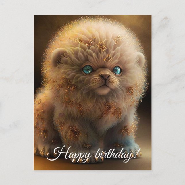 Cartão Postal Glamor Puppy Lion. (Frente)