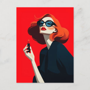 Cartão Postal Glamor Retro Vermelho Negrito