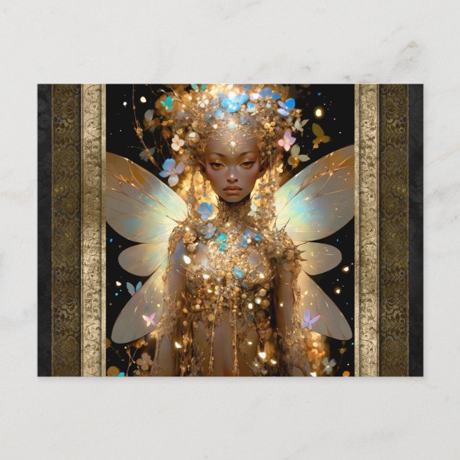 Cartão Postal Glamorosa Fairy Girl Fantasy Art (Frente)