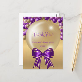 Cartão Postal Glamour Roxo Dourado Arco de Balão Agradecimento F