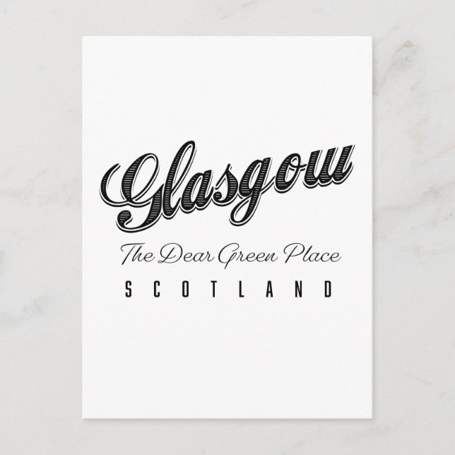 Cartão Postal Glasgow Escócia "O Querido Lugar Verde" (Frente)