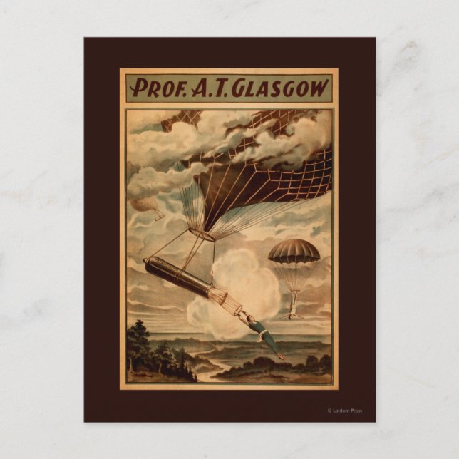 Cartão Postal Glasgow Hot Air Balloon Circus Theater Poster (Frente)