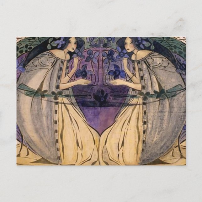 Cartão Postal Glasgow School Frances Macdonald MacNair Primavera (Frente)