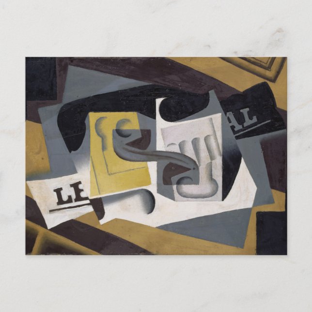 Cartão Postal Glass and Newspaper, 1917 (oil on plywood) (Frente)