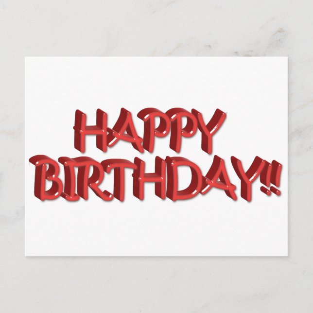 Cartão Postal Glassy Red Happy Birthday (Frente)