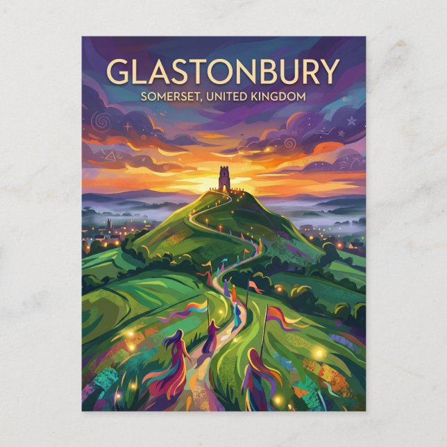 Cartão Postal Glastonbury Reino Unido (Frente)