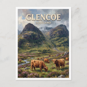 Cartão Postal Glencoe Gado de Corte da Escócia