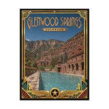Glenwood Springs Colorado Arte Vintage Deco Dourad