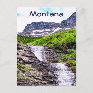 Cartão Postal Glical Melt Waterfall Rush das Montanhas Rochosas