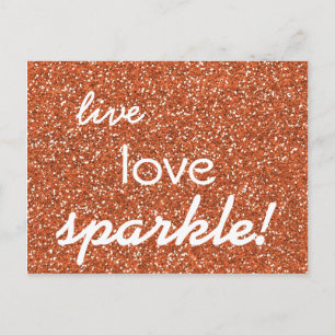 Cartão Postal Glitter de Bronze Live Love Sparkle