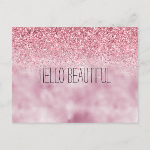 Cartão Postal Glitter de Grelha Rosa Girassol