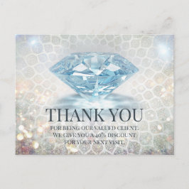 Cartão Postal Glitter Diamond Gemstone Jewelry Designer Obrigado