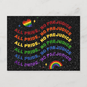 Cartão Postal Glitter LGBT Todos Orgulho Sem Preconceitos