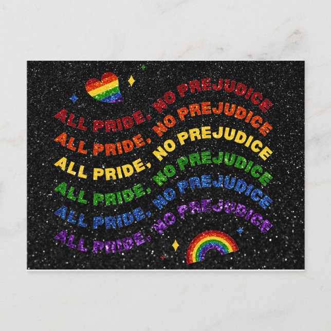Cartão Postal Glitter LGBT Todos Orgulho Sem Preconceitos (Frente)