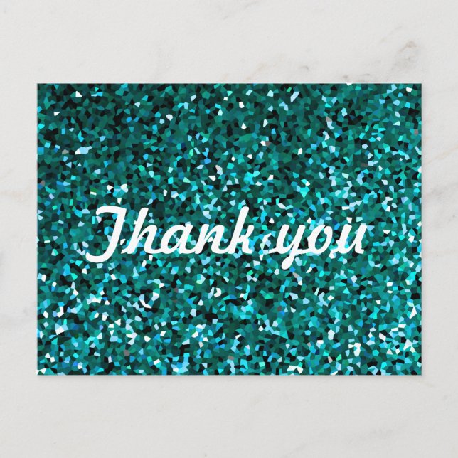 Cartão Postal Glitter Patterns Thank You Blue Glittery Sparkle (Frente)