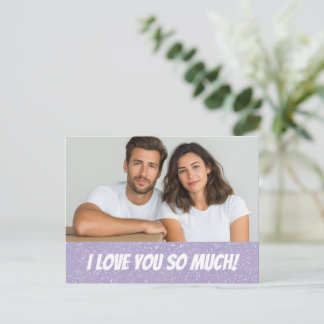 Cartão Postal Glitter Personalized Couple Photo Valentine Card
