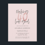 Cartão Postal Glitter rosa feminino moderno e elegante aniversár<br><div class="desc">Fazer 40 parece um bom convite de aniversário brilhante. Texto de script moderno monocromático design. Parte de uma coleção.</div>