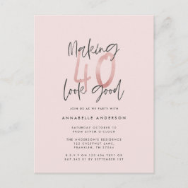 Cartão Postal Glitter rosa feminino moderno e elegante aniversár