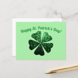 Cartão Postal Glitter verde escuro brilha Rua Shamrock Patrick D