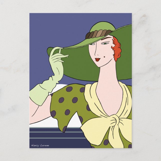Cartão Postal Gloria em verde e amarelo (Frente)